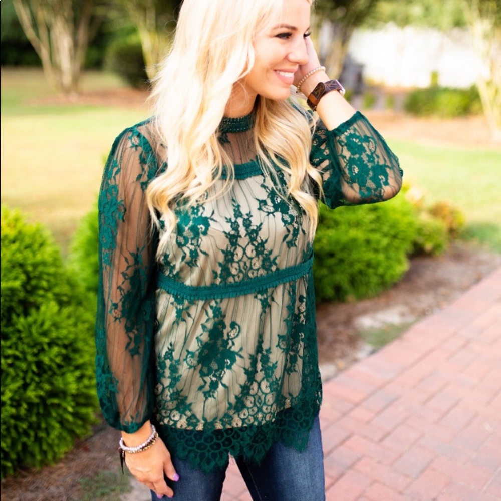 Green Lace Top